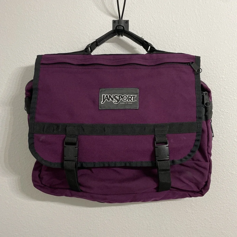 VTG Jansport Messenger Bag Purple 90s Made In USA